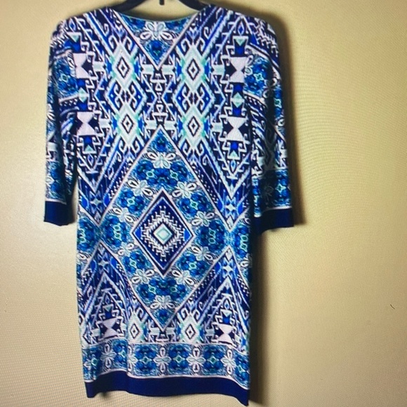 Blue Geometric Pattern Dress - Picture 4 of 4